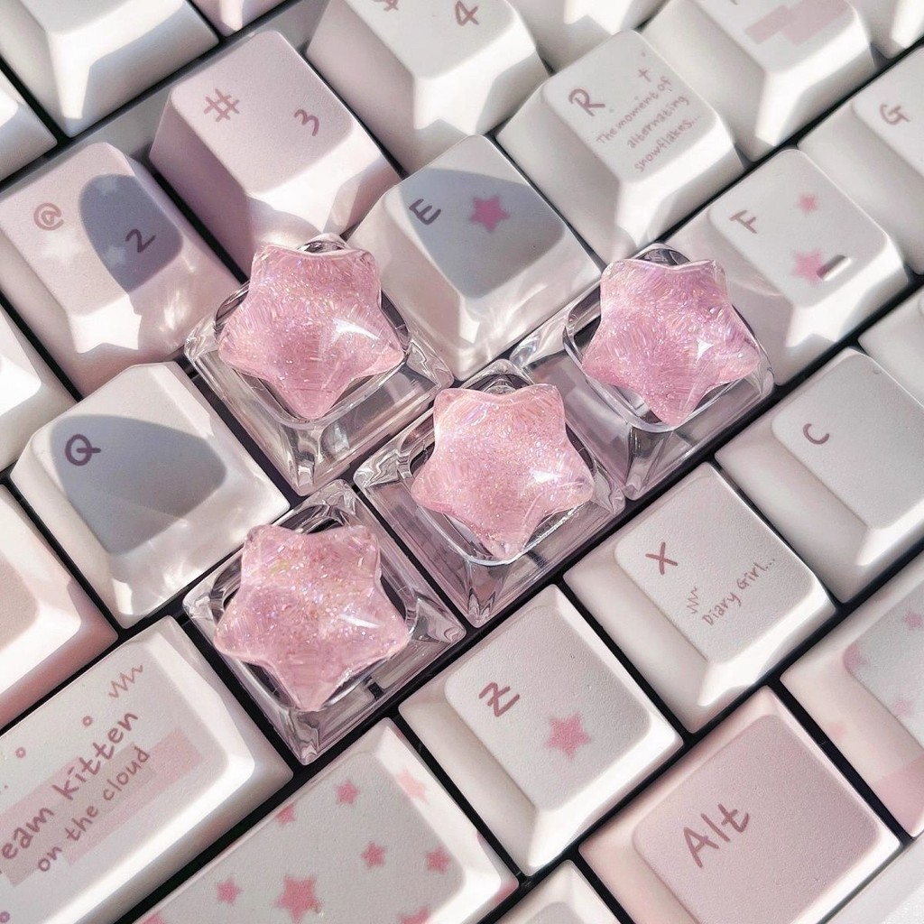 Keyboard Cover Silicone - Personalized Transparent Star Glitter Keycap Transparent
